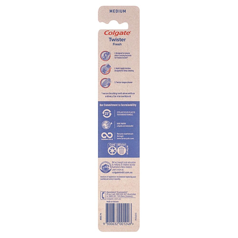 Colgate Twister Manual Toothbrush Medium Spiral Bristles