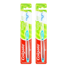 Colgate Twister Manual Toothbrush, Soft Spiral Bristles Pack of 2