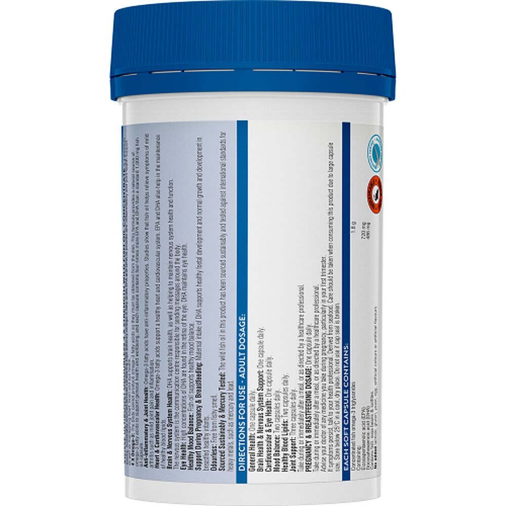 Swisse Ultiboost Odourless 4x Strength Wild Fish Oil Concentrate 60 Capsules