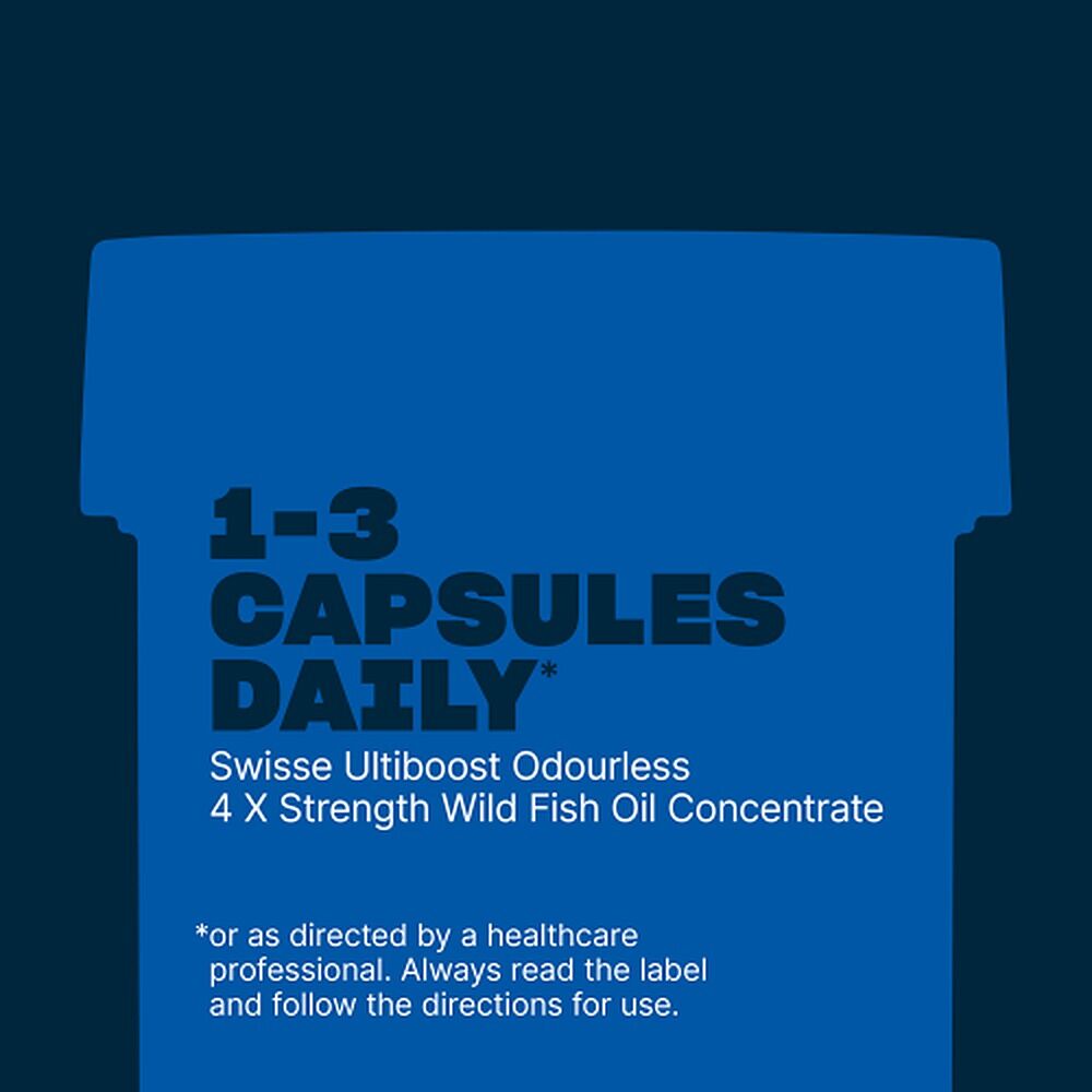 Swisse Ultiboost Odourless 4x Strength Wild Fish Oil Concentrate 60 Capsules
