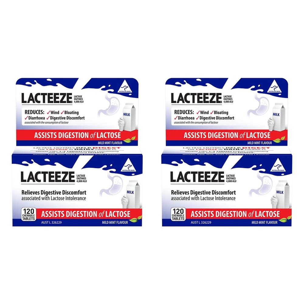 Lacteeze Lactase Enzymes 120 Tablets Pack of 2