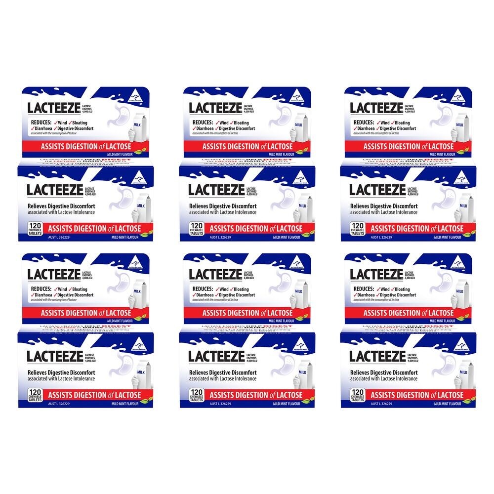 Lacteeze Lactase Enzymes 120 Tablets Pack of 6