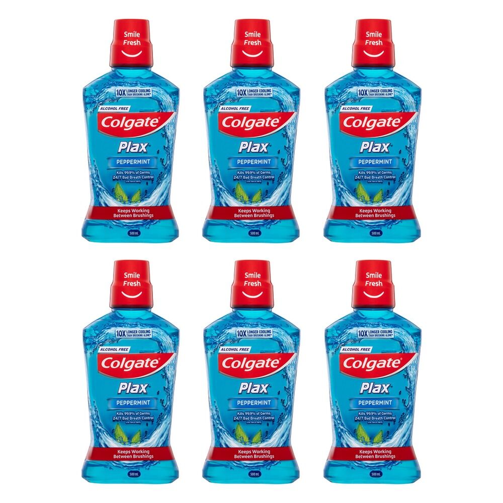 Colgate Plax Mouthwash Peppermint 500mL Pack of 6