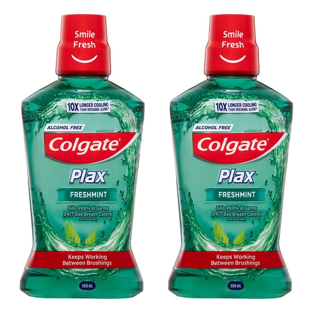 Colgate Plax Freshmint Alcohol Free Mouthwash 500mL Pack of 2