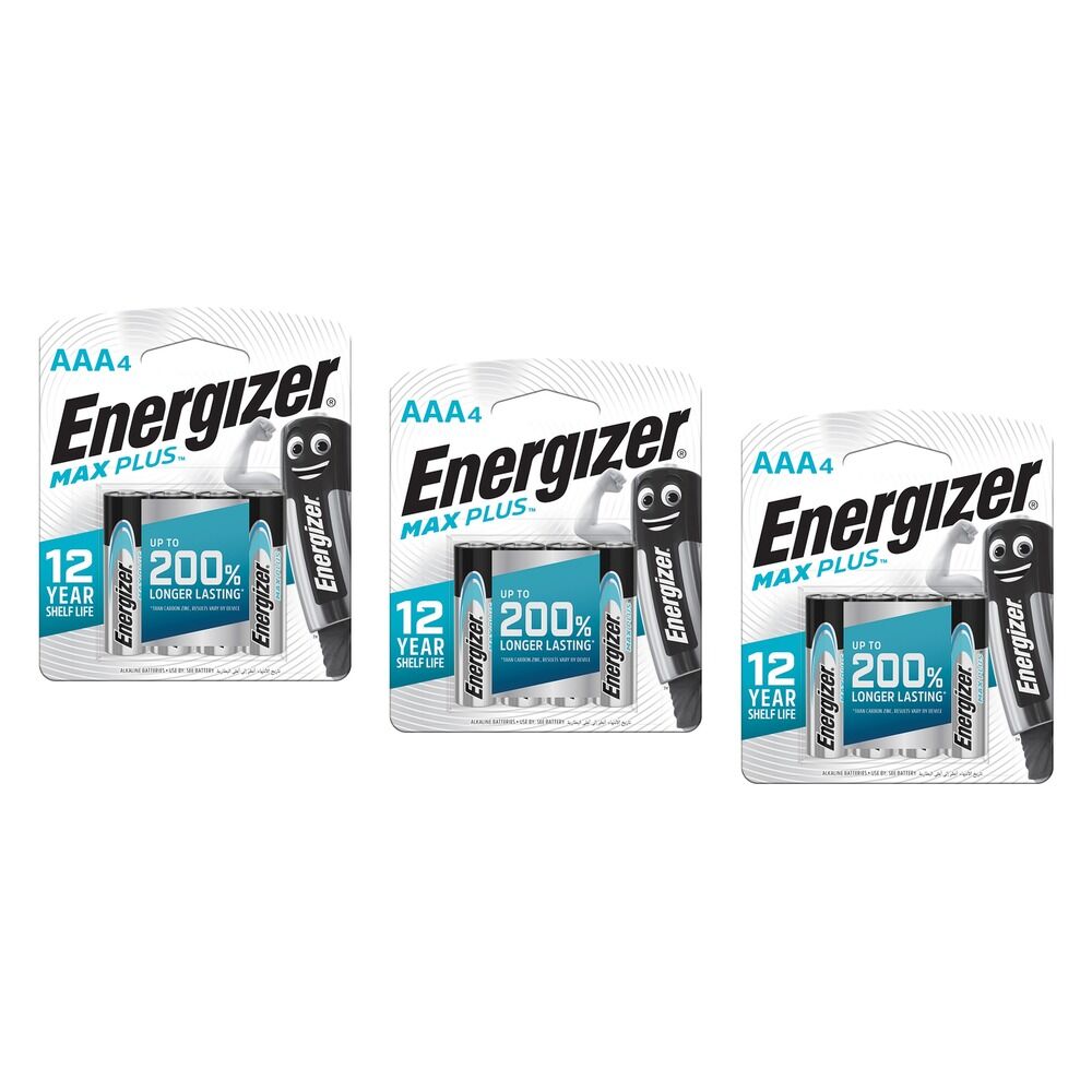 Energizer Max Plus AAA Alkaline Batteries 4 Pack Bundle of 3
