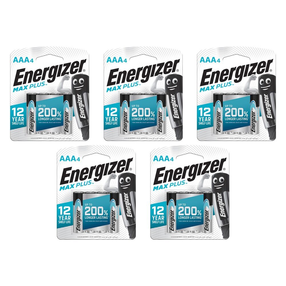 Energizer Max Plus AAA Alkaline Batteries 4 Pack Bundle of 5