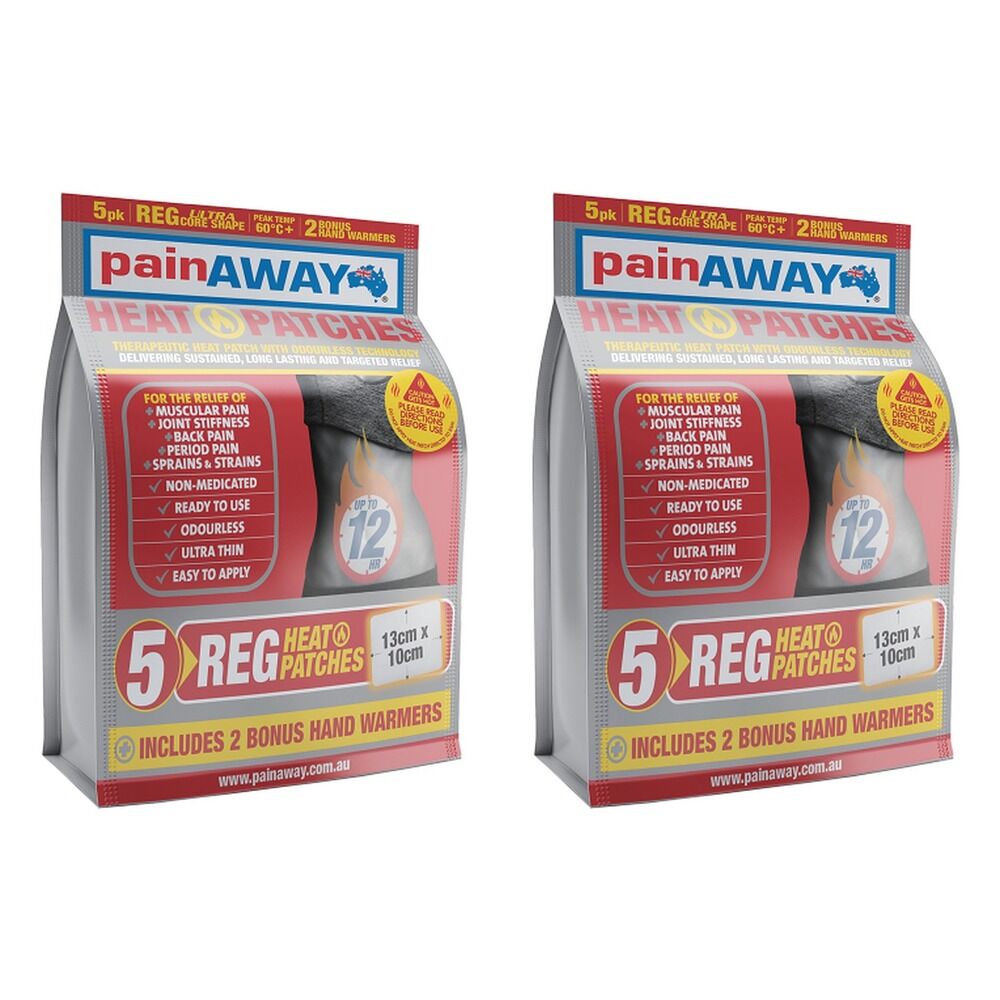 Pain Away Heat Patches Regular, 5 Patches Pack of 2