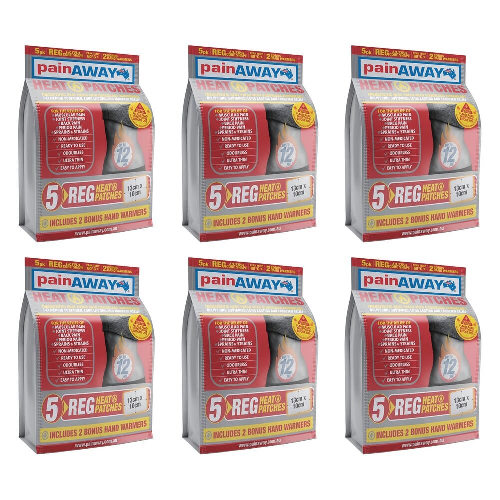 Pain Away Heat Patches Regular, 5 Patches Pack of 6