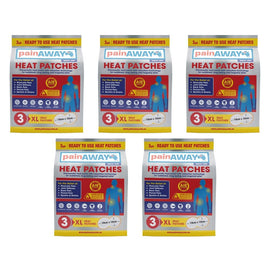 Pain Away Heat Patches XL, 3 Pack Bundle of 5