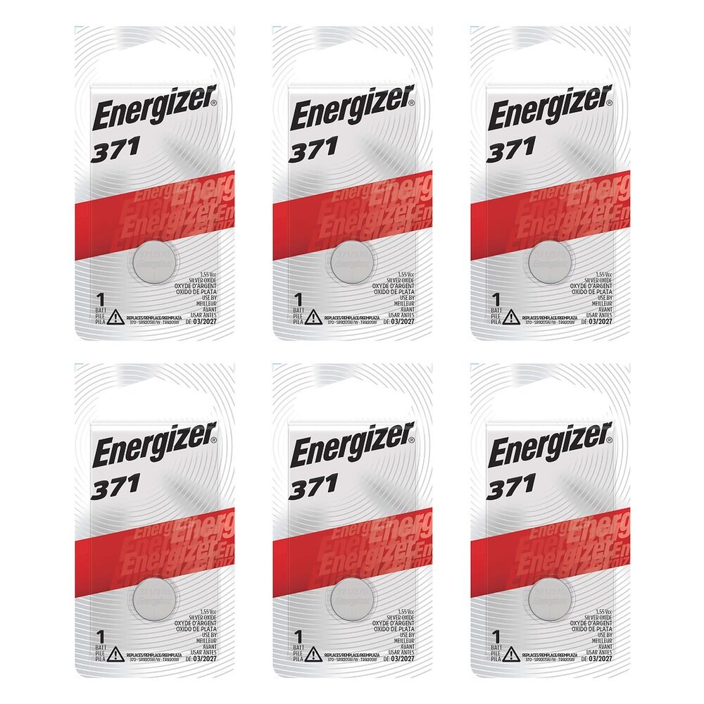 Energizer 371 Silver Oxide Watch Battery Pack of 6