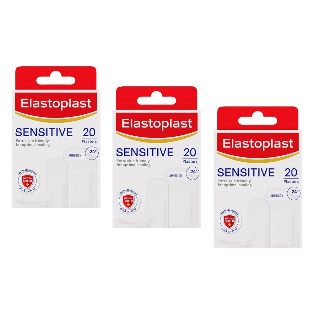 Elastoplast Sensitive Plasters 20 Pack Bundle of 3