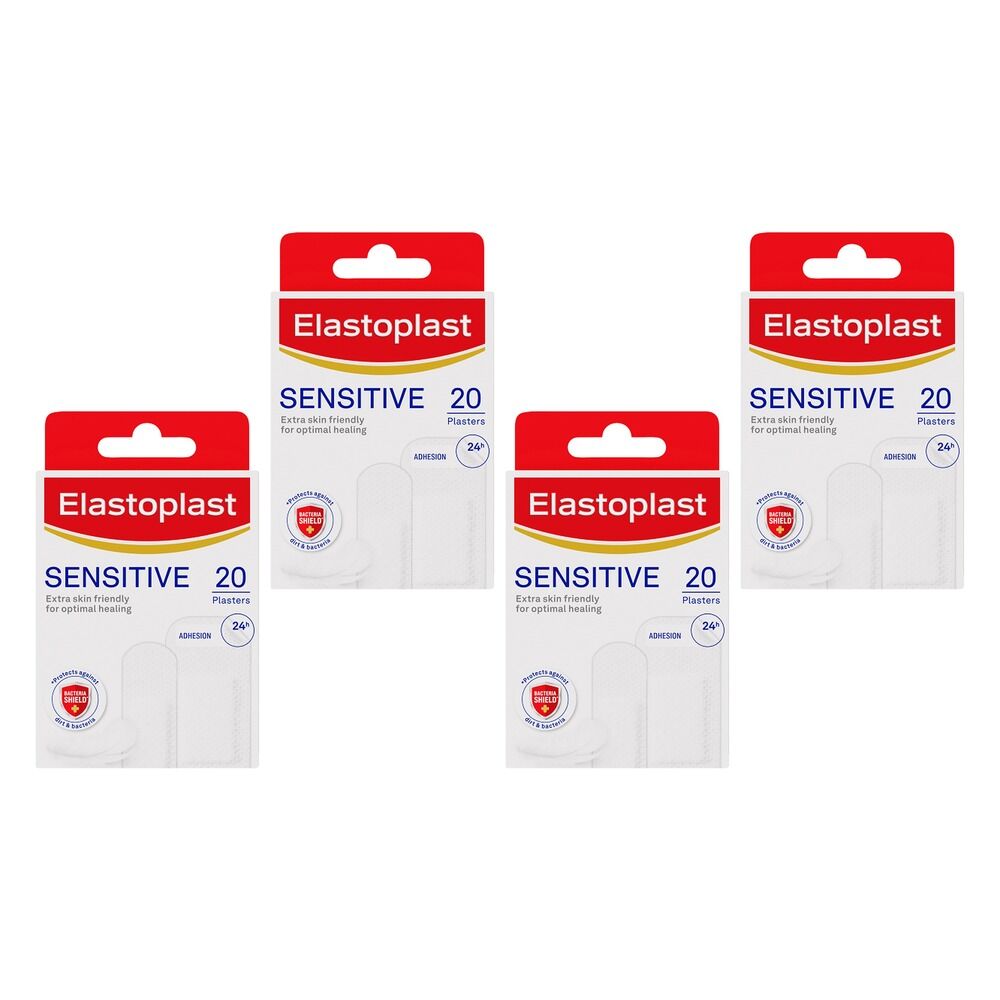 Elastoplast Sensitive Plasters 20 Pack Bundle of 4