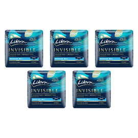 Libra Invisible Regular Pads with Wings 12 Pack x 6 Bundle of 5