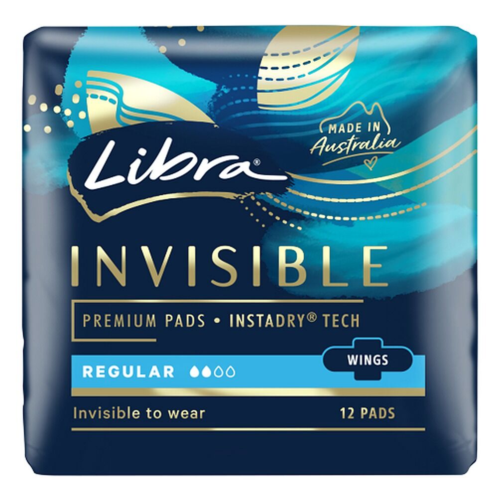 Libra Invisible Regular Pads with Wings 12 Pack x 6