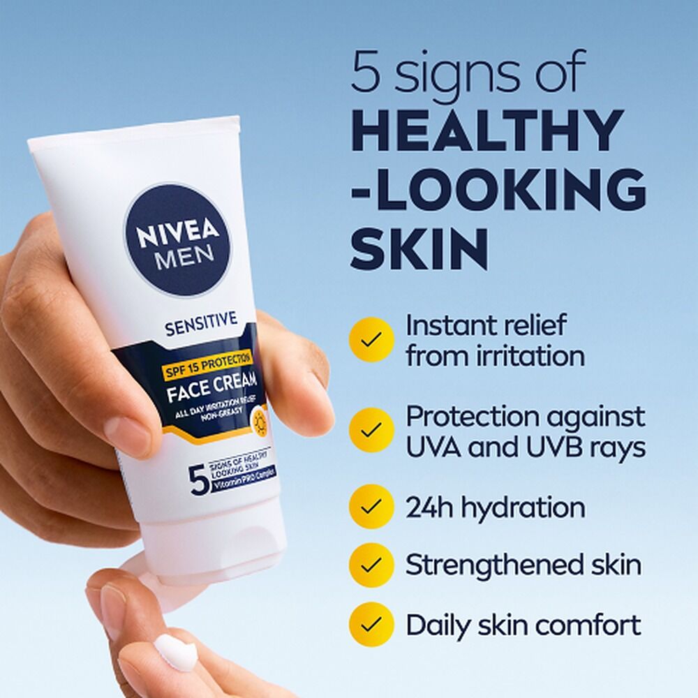 NIVEA MEN Sensitive Face Moisturiser SPF15 75mL