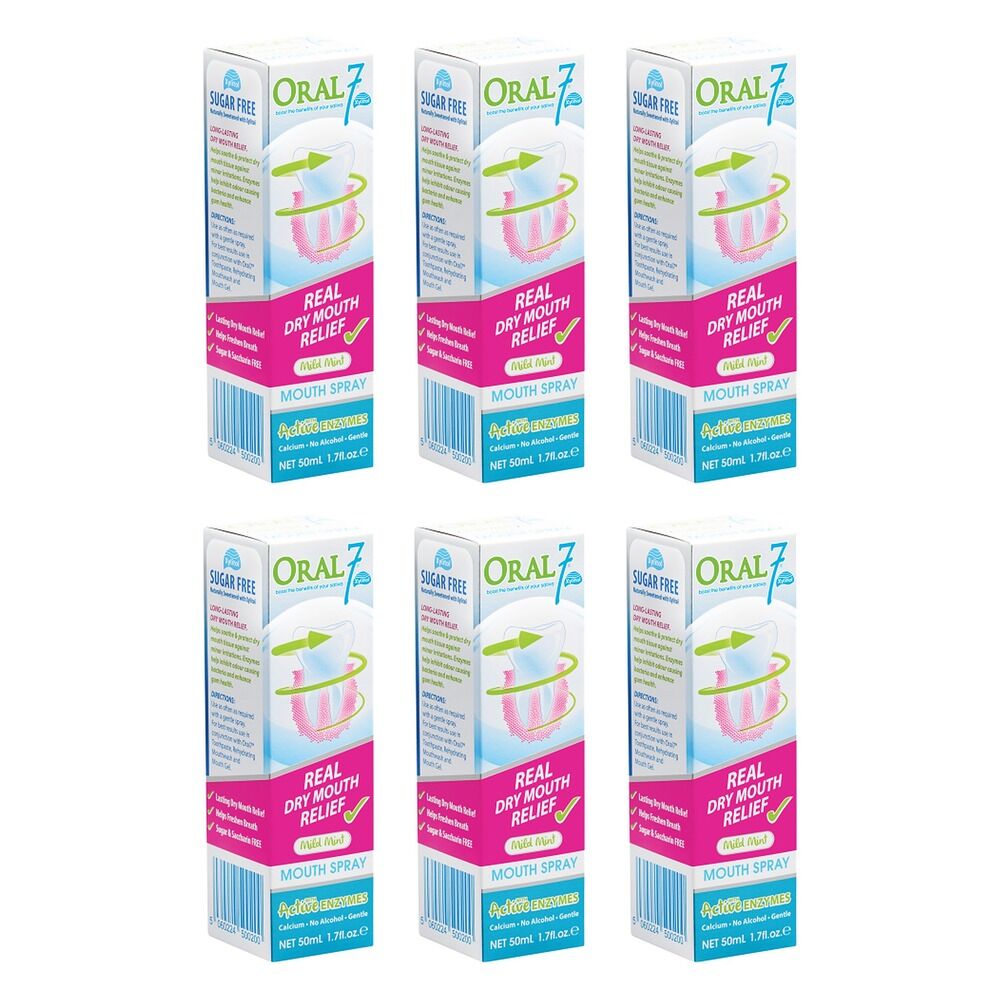 Oral7 Dry Mouth Spray with Active Enzymes 50mL x 6 Bundle of 6