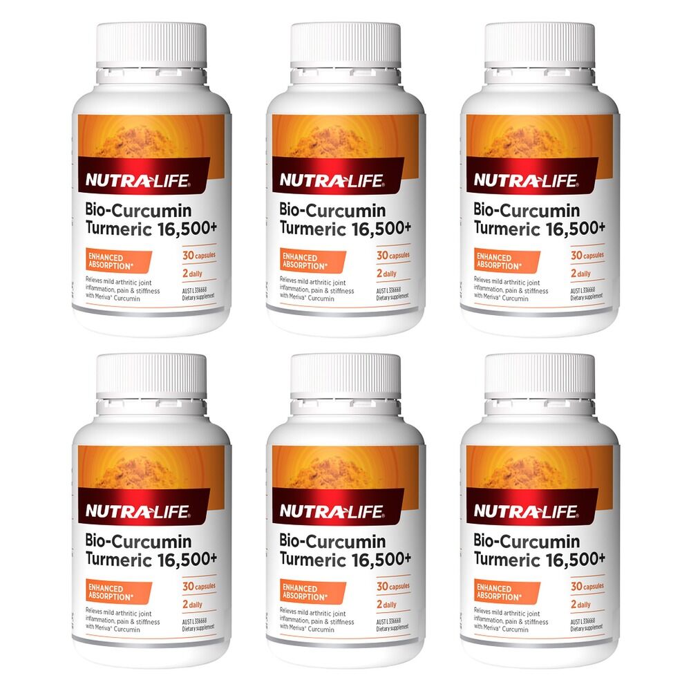 Nutra-Life Bio-Curcumin Turmeric 16,500+ 30 Capsules Pack of 6