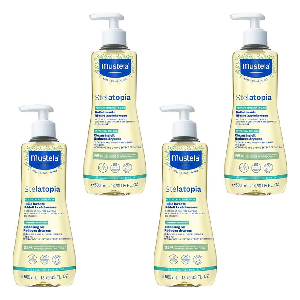 Mustela Stelatopia Cleansing Oil for Eczema-Prone Skin 500mL Pack of 4