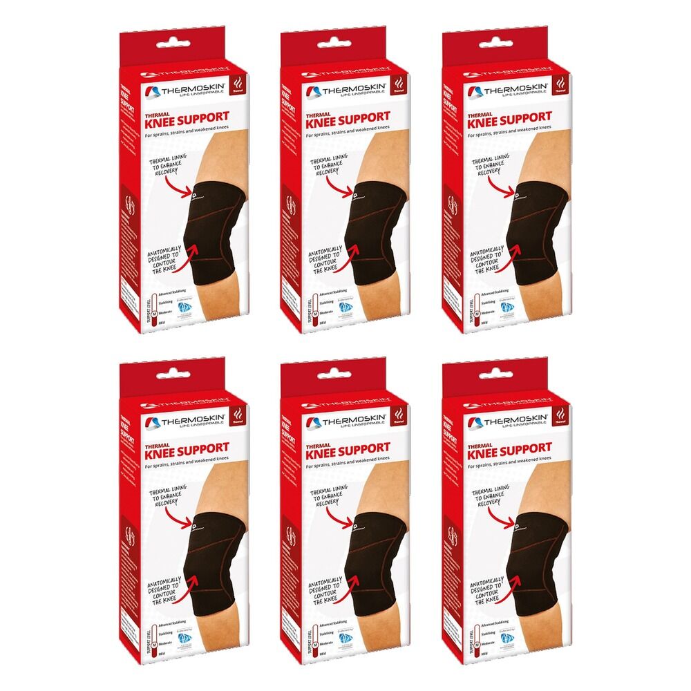 Thermoskin Thermal Knee Support Large Black Pack of 6