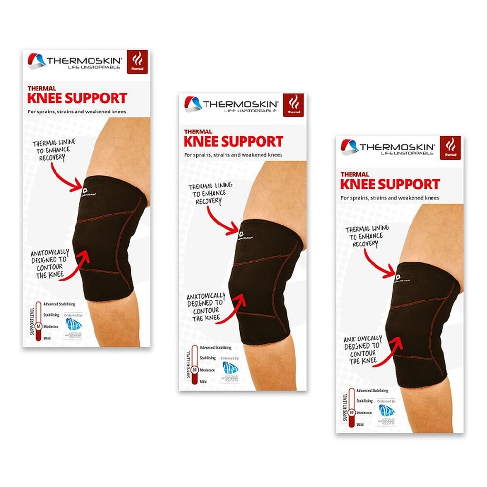 Thermoskin Thermal Knee Support Extra Large Black Pack of 3