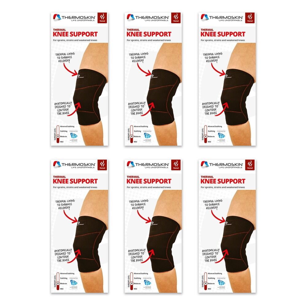 Thermoskin Thermal Knee Support Extra Large Black Pack of 6