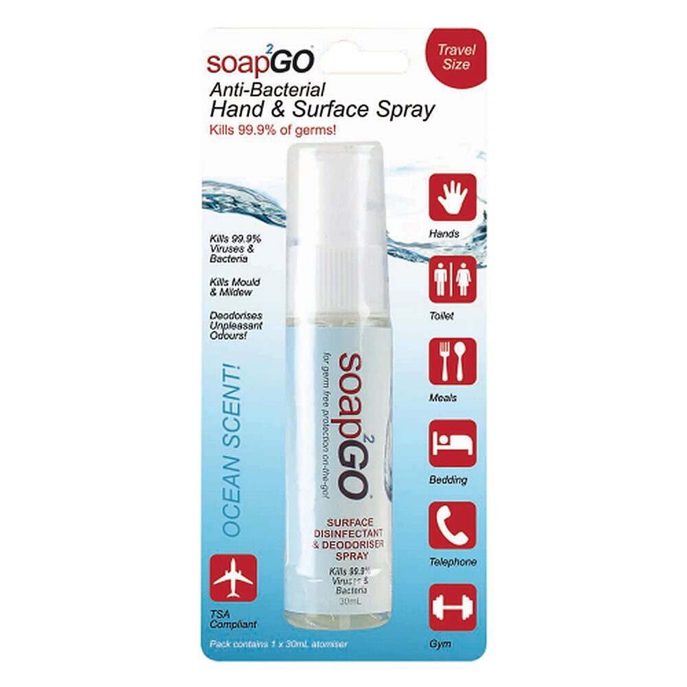soap2GO Anti-Bacterial Hand & Surface Spray 30mL
