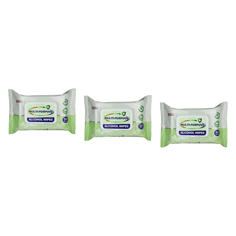 Germisept Multi-Purpose Alcohol Wipes 50 Pack Bundle of 3