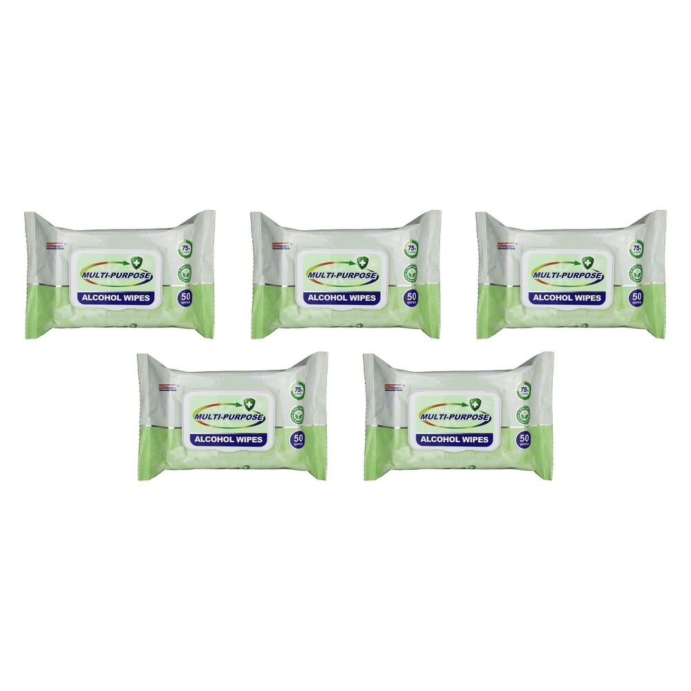 Germisept Multi-Purpose Alcohol Wipes 50 Pack Bundle of 5
