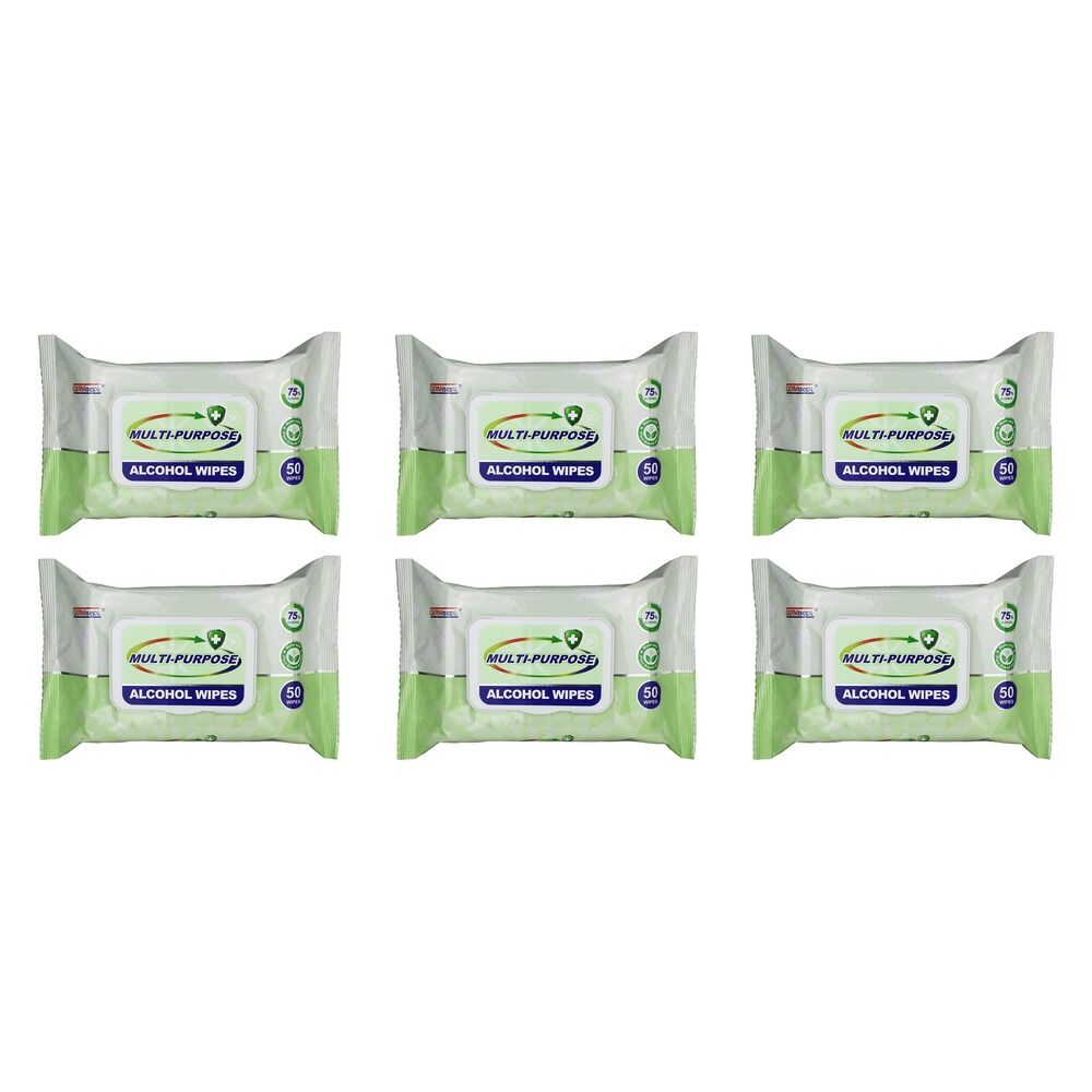 Germisept Multi-Purpose Alcohol Wipes 50 Pack Bundle of 6