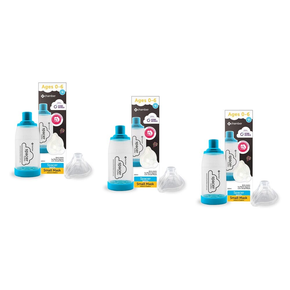 e-Chamber La Petite Anti-Static 220mL Spacer with Small Mask, 2 Pack Bundle of 3