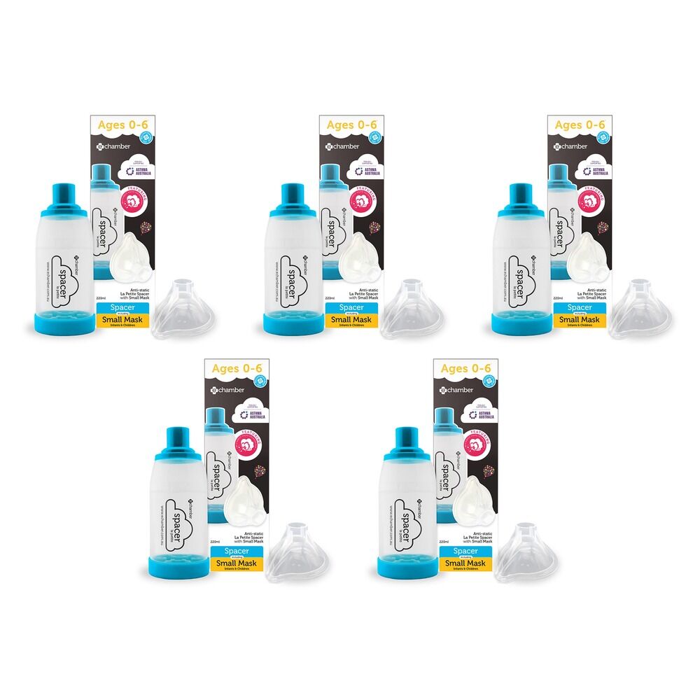 e-Chamber La Petite Anti-Static 220mL Spacer with Small Mask, 2 Pack Bundle of 5