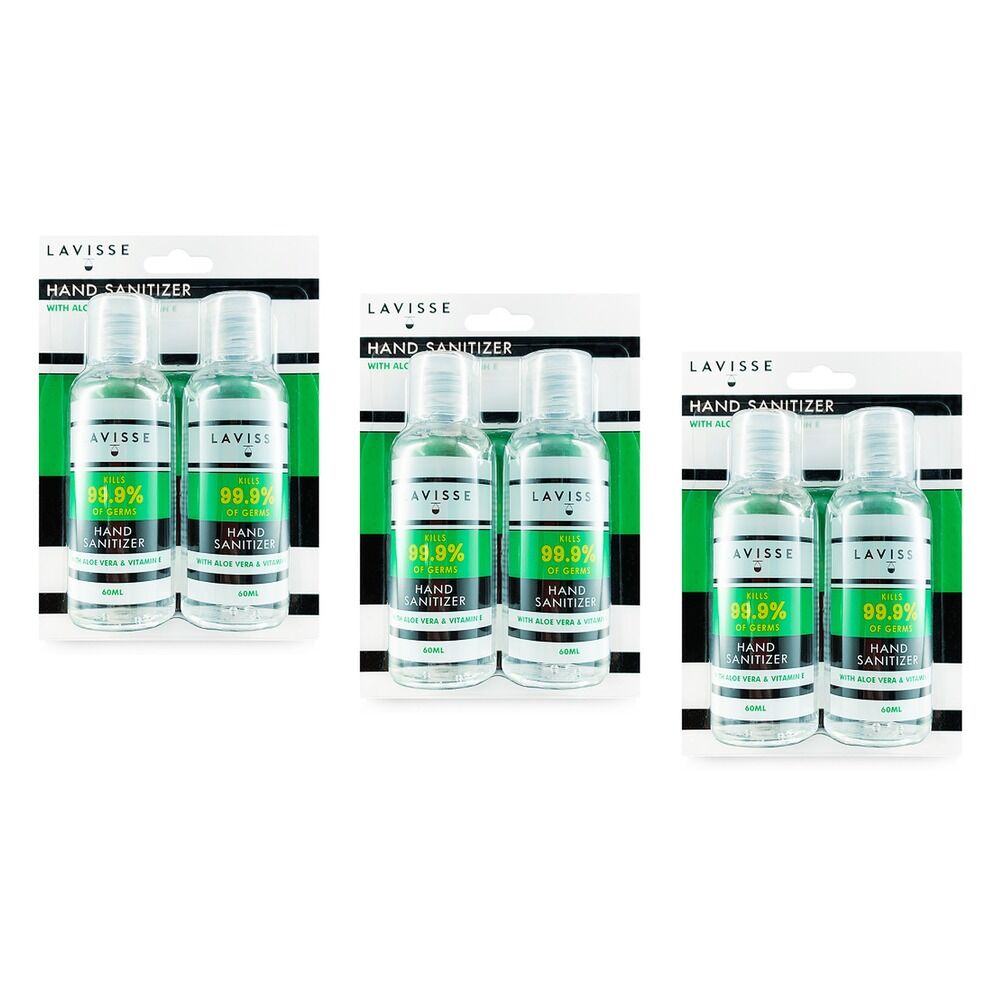 Lavisse Hand Sanitizer Twin Pack 60mL x 2 Pack Bundle of 3