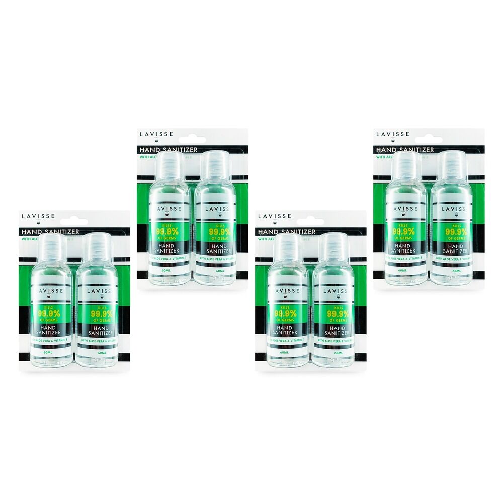 Lavisse Hand Sanitizer Twin Pack 60mL x 2 Pack Bundle of 4