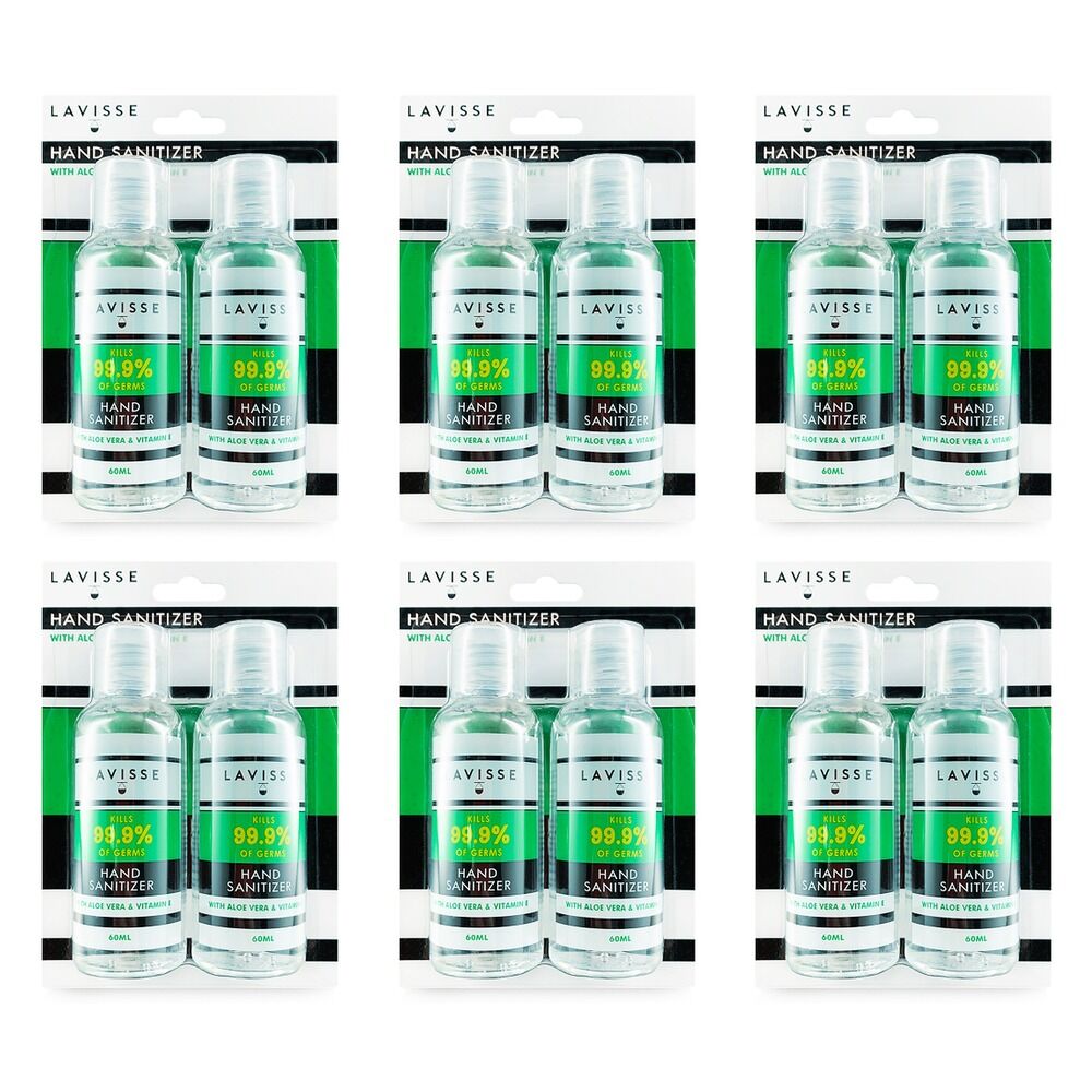 Lavisse Hand Sanitizer Twin Pack 60mL x 2 Pack Bundle of 6