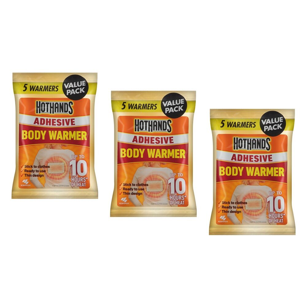Hot Hands Adhesive Body Warmer 5 Pack x 6 Bundle of 3
