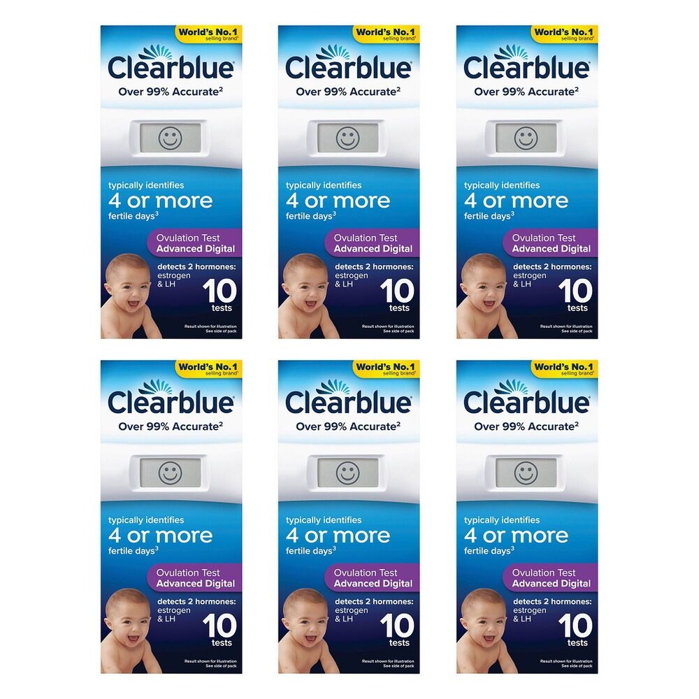 Clearblue Advanced Digital Ovulation Test 10 Pack Bundle of 6