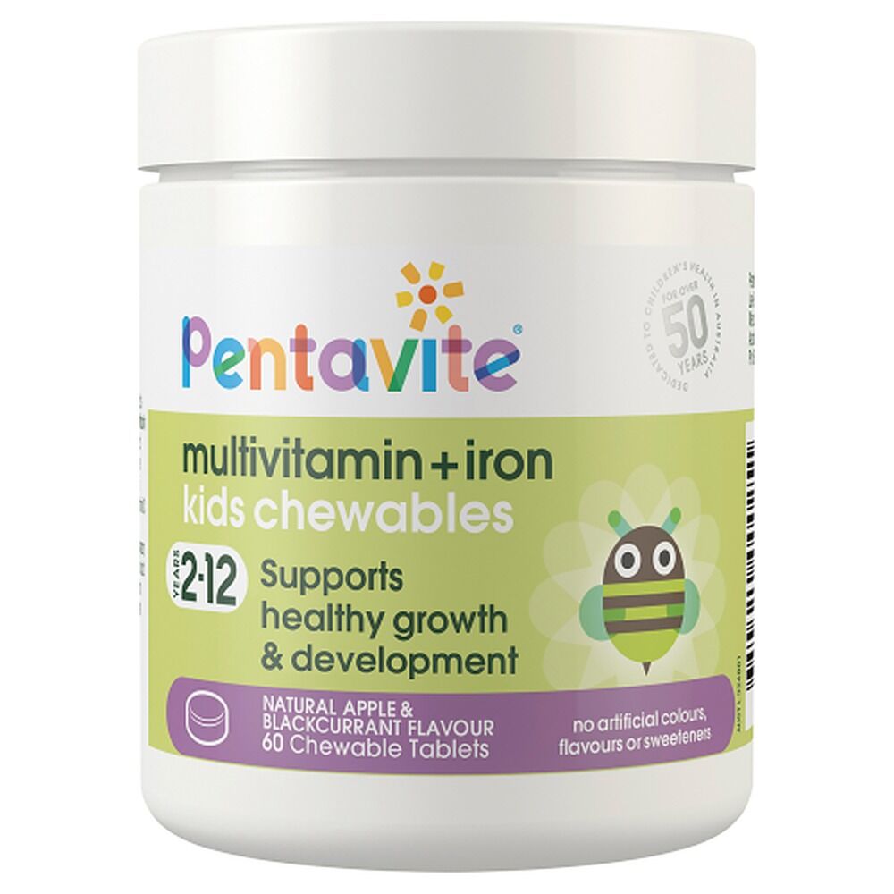Penta-vite Multivitamin + Iron Kids Chewables 60 Tablets