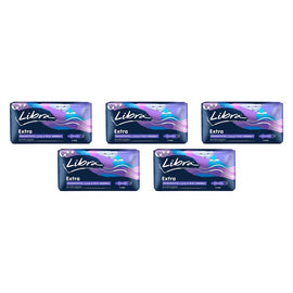 Libra Goodnights Extra Long & Wide Pads with Wings 6 Pack x 6 Bundle of 5