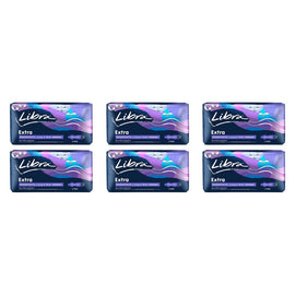 Libra Goodnights Extra Long & Wide Pads with Wings 6 Pack x 6 Bundle of 6