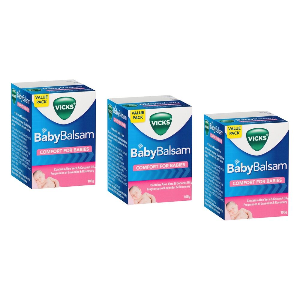 Vicks BabyBalsam Decongestant Rub 100g Pack of 3