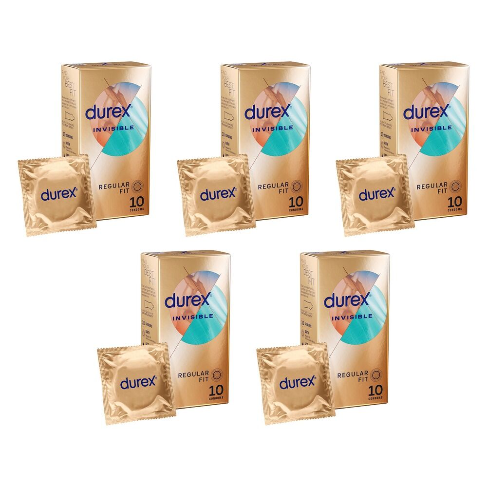 Durex Invisible Regular Fit Condoms 10 Pack Bundle of 5