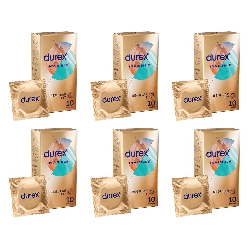 Durex Invisible Regular Fit Condoms 10 Pack Bundle of 6