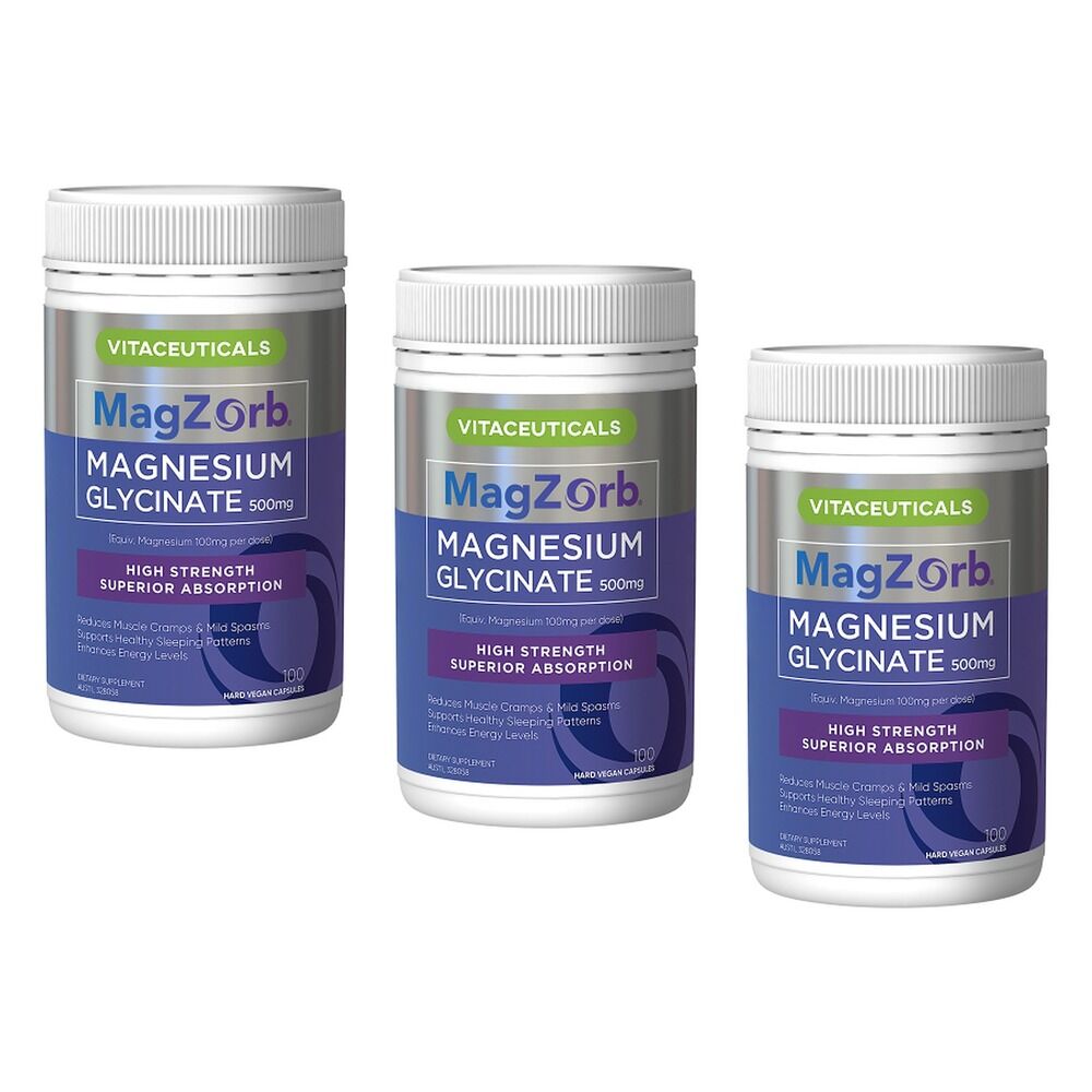 Magzorb Magnesium Glycinate 100 Capsules Pack of 3