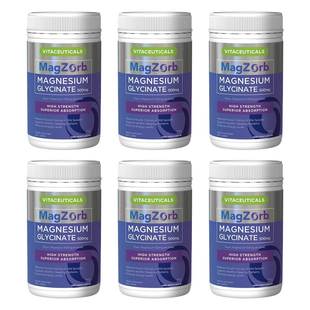 Magzorb Magnesium Glycinate 100 Capsules Pack of 6