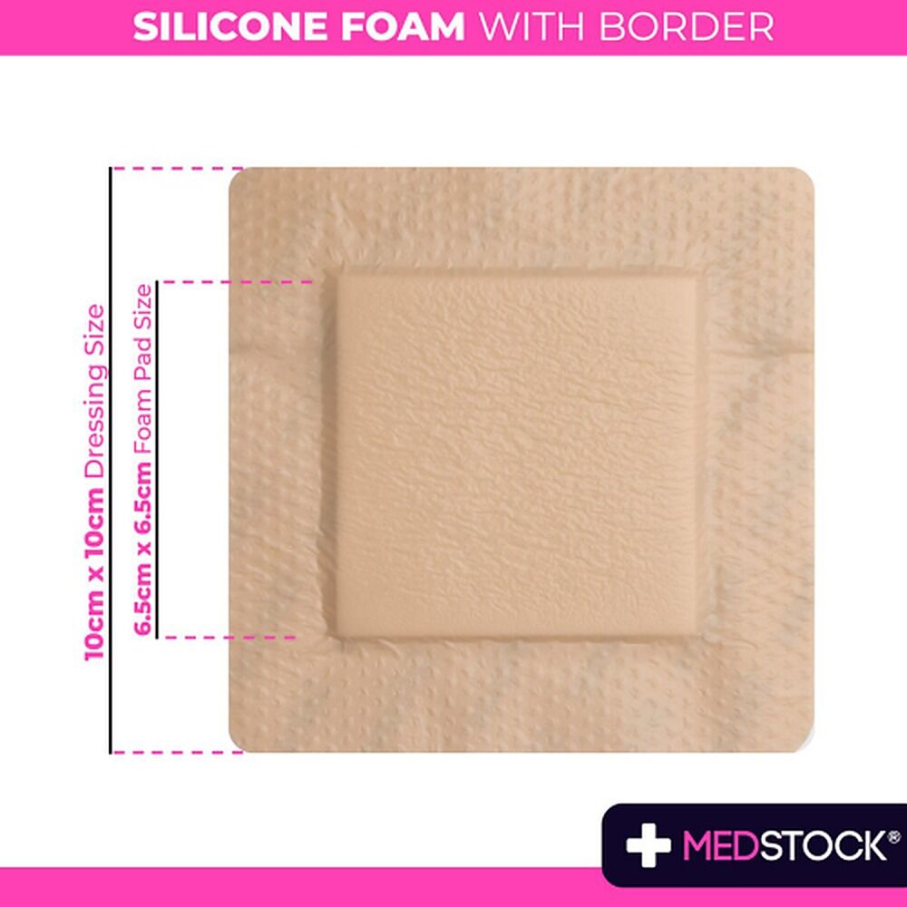 Medstock Silicone Foam Dressing with Border 10cm x 10cm 10 Pack