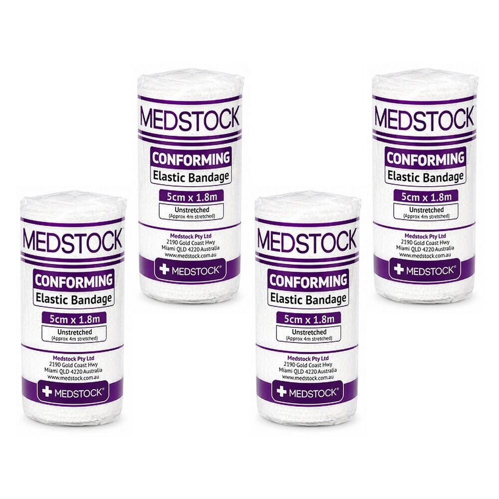 Medstock Conforming Elastic Bandage 5cm x 1.8m 1 Roll x 24 Bundle of 4