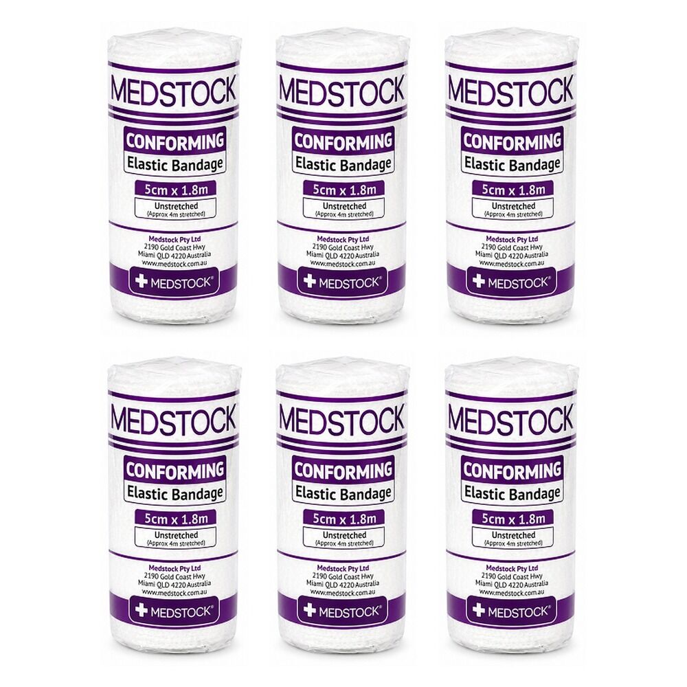 Medstock Conforming Elastic Bandage 5cm x 1.8m 1 Roll x 24 Bundle of 6