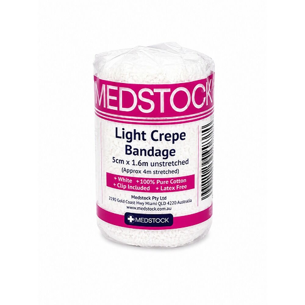 Medstock Light Crepe Band with Clip 5cm x 1.6m 1 Roll