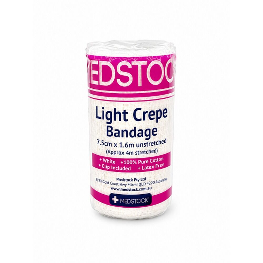 Medstock Light Crepe Band with Clip 7.5cm x 1.6m 1 Roll