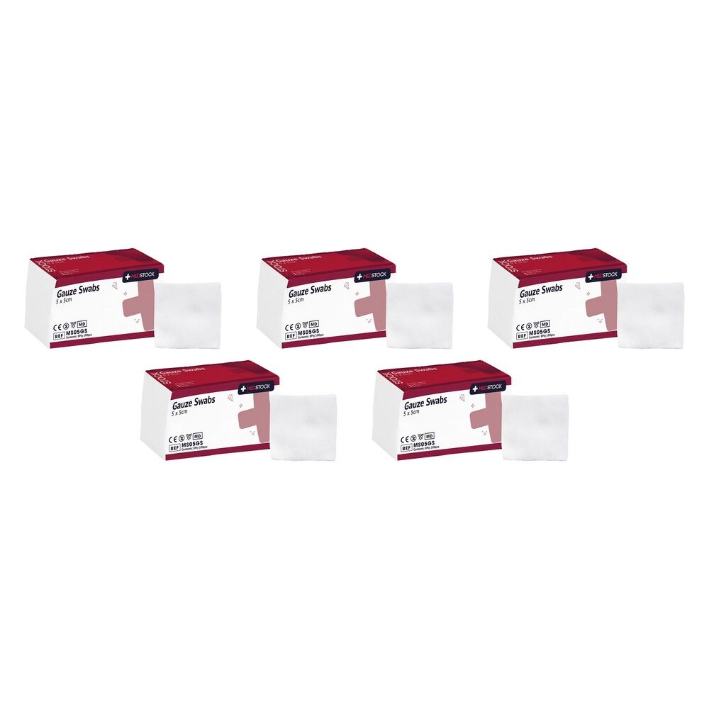 Medstock Gauze Swab 5cm x 5cm 8 Ply 100 Pack Bundle of 5